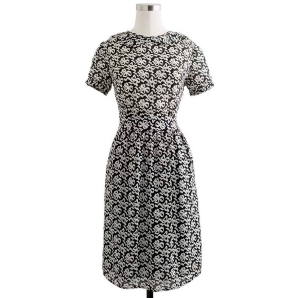 J.Crew Ribbon Bow Silk Peter Pan Collar Dress